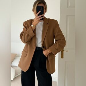 Camel Oversized Blazer – Single Button • Chic Minimalist Look Size M